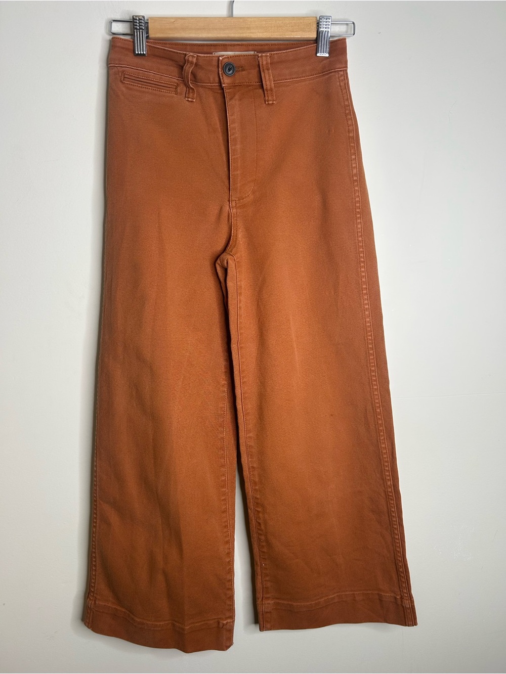 Madewell Wide Leg Cotton Work pants Size 23 Gorpcore Rugged Burnt Orange